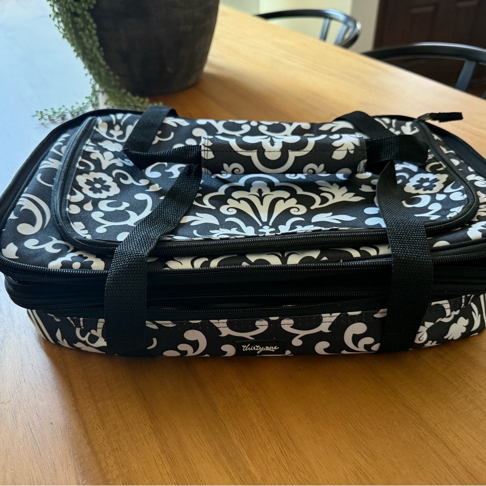 Thirty-One Black and White Insulated Double Food Storage black and white